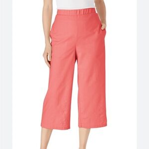Woman Within Coral Linen Blend Capri Pants - 16W petite
